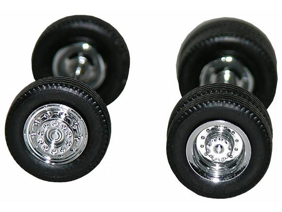 Chrome Plated Wheels with Planetary Hubs Set (4 Front and 4 Rear) 1/87 (HO) Plastic Model by Promotex