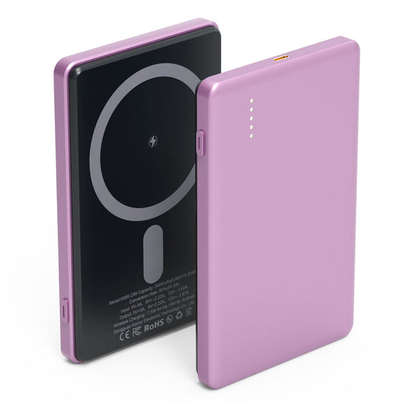 2 In 1 5000mAh 8MM Slim MagSafe Wireless Power Bank PD20W Magnetic Fast Charger Portable Phone Charger Fit for IOS Phone 15 14 13 12 Series And More