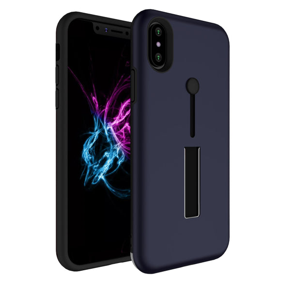 Finger Strap Phone Case for iPhone X Drop-protection Finger Ring Rugged Phone Case with Kickstand Dual Layer Case