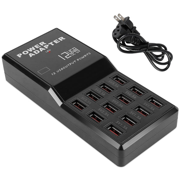 Multi 12 Port USB Charging Station Hub 60W Desktop USB Hub Multiple USB Charger Fast Charge For iPod iPhone 3.74ft Power Cord
