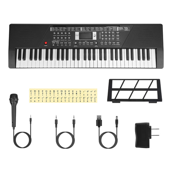 61 Keys Digital Music Keyboard Electric Piano Electronic Musical Instrument Kids Learning Keyboard with Stand Light Up Keys Microphone for 3-12 Year O