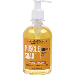 MUSCLE SOAK RECOVER BODY OIL 8 OZ BLEND OF EUCALYPTUS, PEPPERMINT, AND LEMONGRASS For UNISEX