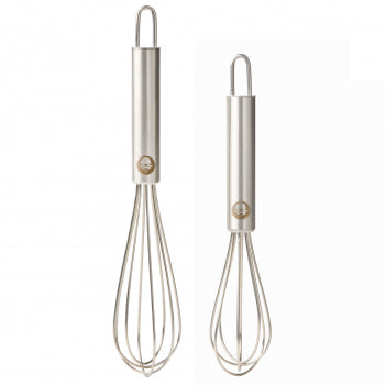 2 Piece Stainless Steel Tiny Whisk Set in Silver