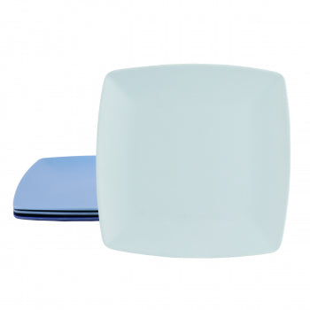 4 Piece 8.5 Inch Square Melamine Dessert Plate Set in Assorted Blue