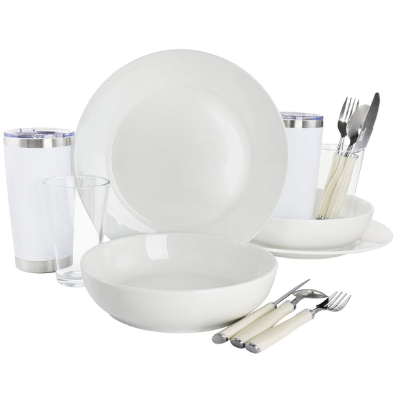 Gibson Home Nobella 14 Piece Fine Ceramic Dinnerware Set in White