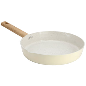 Gibson Home Marbleton Ceramic Nonstick Alumium 9.5 Inch Frying Pan in Cream