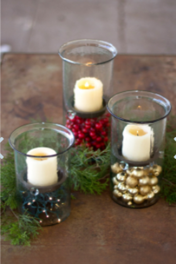 Mini Glass Candle Cylinders W Rustic Insert  Large Clear