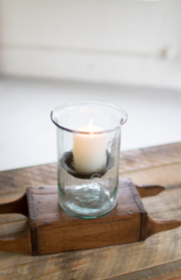 Mini Glass Candle Cylinders W Rustic Insert  Small Clear