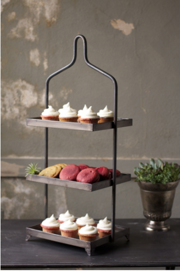 Three-Tiered Metal Display  Grey