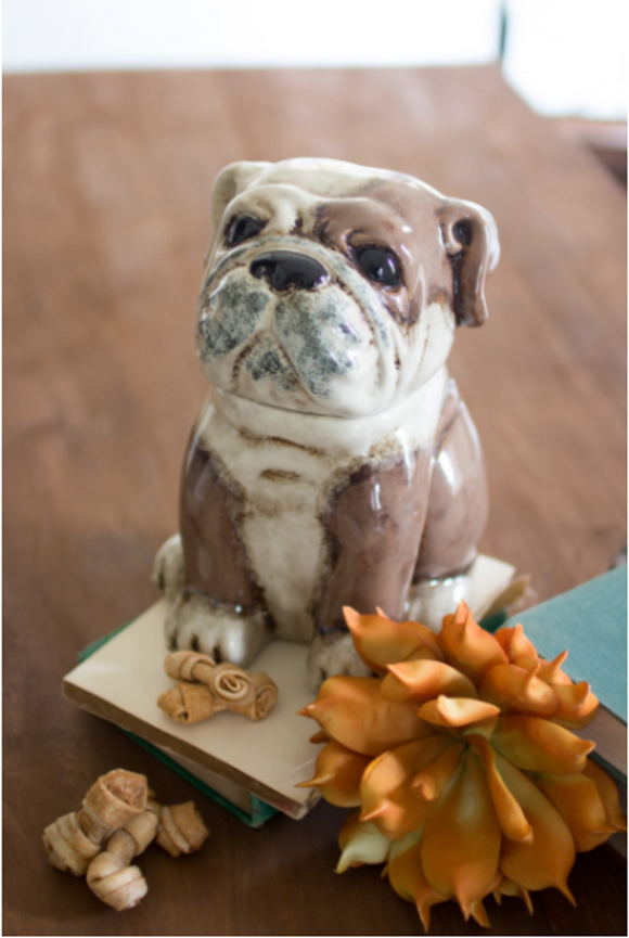 Ceramic Bull Dog Canister  Multi