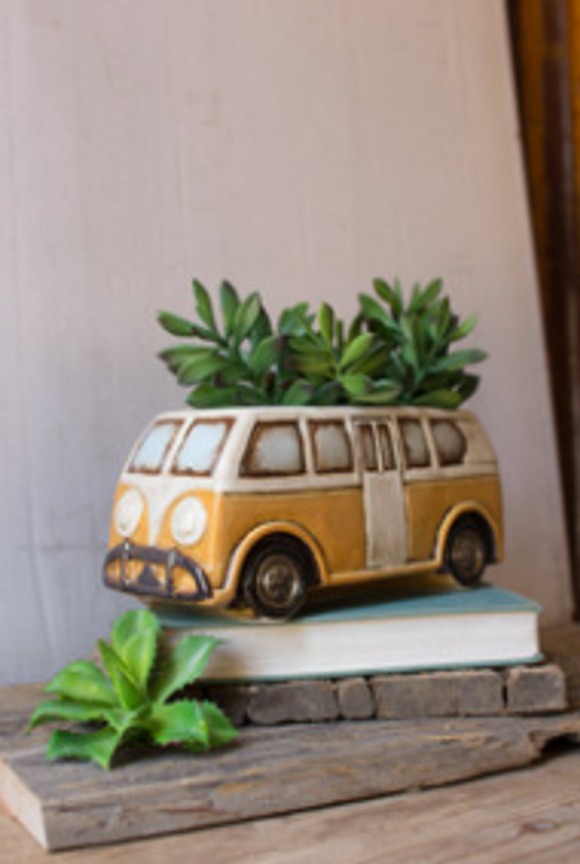 Ceramic Yellow Van Planter  Multi