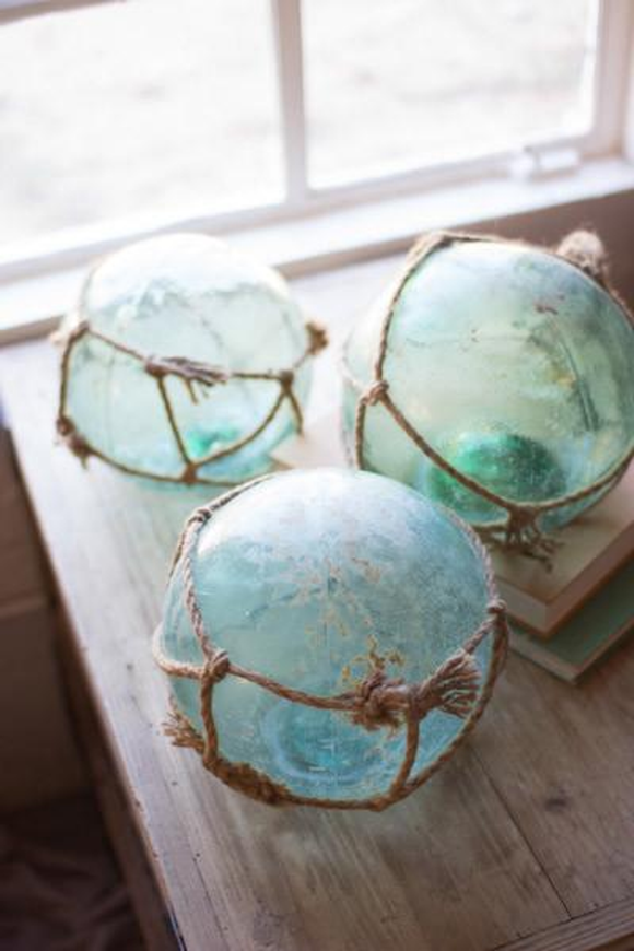 Antique Glass Float With Rope  Multi