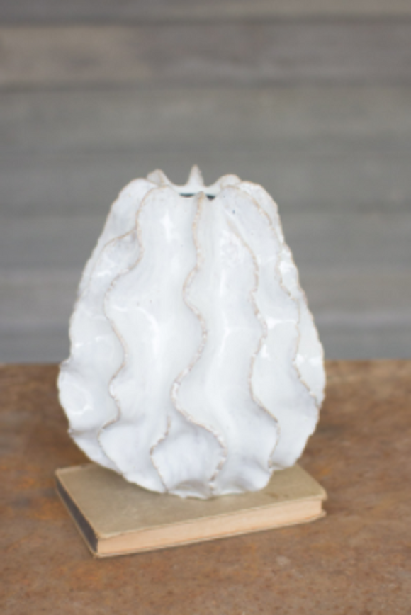 Ceramic Ruffle Vase Small White