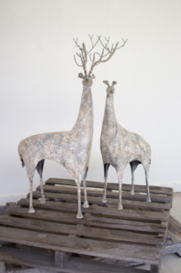 Set Of 2 Metal Deer Large 19