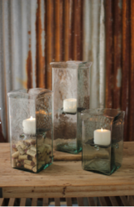 Square Candle Hurricane  Large Clear