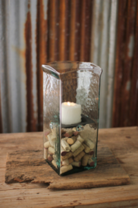Square Candle Hurricane  Medium Clear