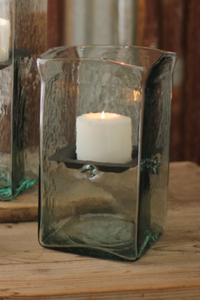 Square Candle Hurricane  Small Clear
