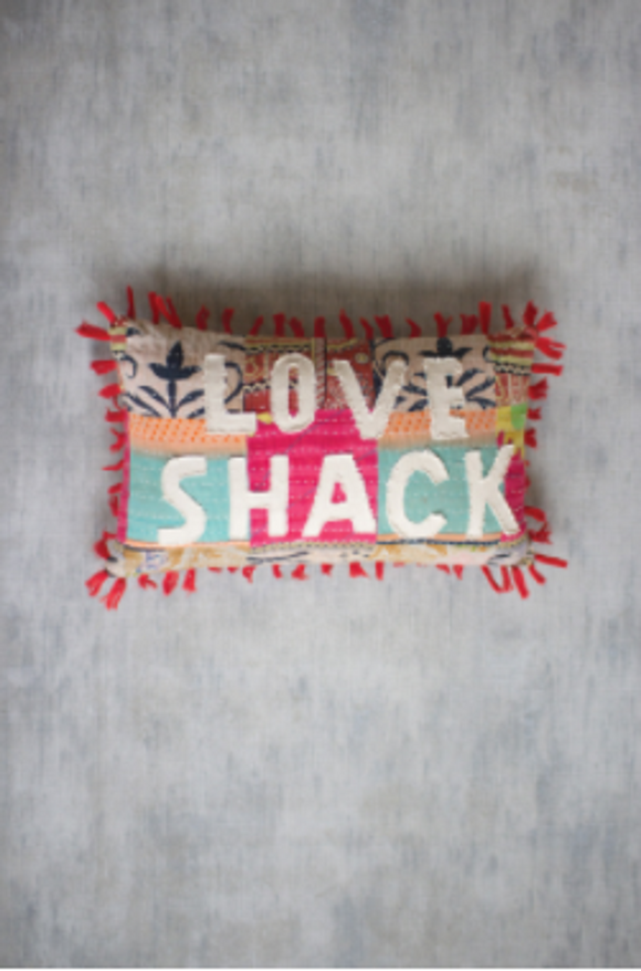 Love Shack Kantha Pillow  Multi