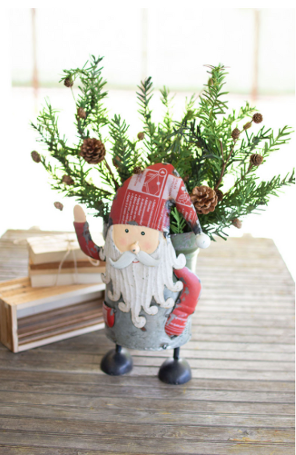 Recycled Iron Santa With Military Canister  Multi