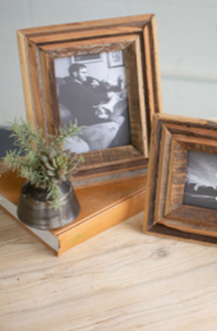 Set Of Two Recycled Natural Wood Photo Frames  Brown