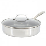 4.5 Quart Nonstick Triply Stainless Steel Saute Pan with Honeycomb Design in Silver
