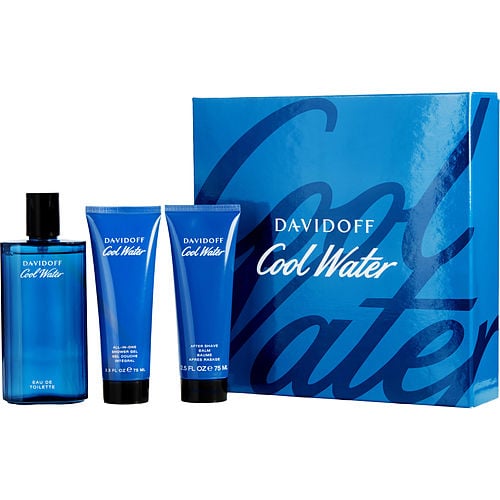 COOL WATER EDT SPRAY 4.2 OZ & AFTERSHAVE BALM 2.5 OZ & SHOWER GEL 2.5 OZ For MEN