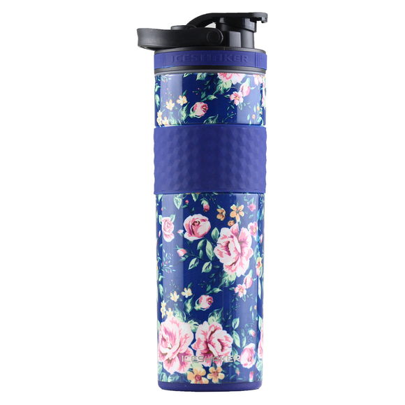20oz Skinny Shaker  Navy Floral