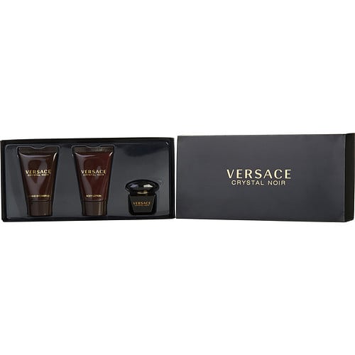 VERSACE CRYSTAL NOIR EDT 0.17 OZ MINI & BODY LOTION 0.8 OZ & SHOWER GEL 0.8 OZ For WOMEN