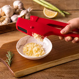 2-in-1 Garlic Press Garlic Crushing Tool Nylon Plastic Garlic Peeler | Easy to Clean Garlic Press No Peeling Needed, Finger Odor Free | Red