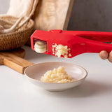 2-in-1 Garlic Press Garlic Crushing Tool Nylon Plastic Garlic Peeler | Easy to Clean Garlic Press No Peeling Needed, Finger Odor Free | Red