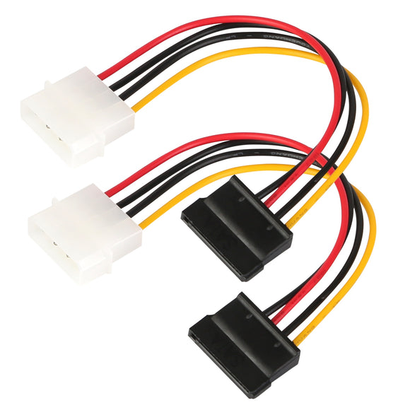 2 Packs 4 Pin Male To 15Pin Female Data Cable Adapter Converter Hard Drive Cable