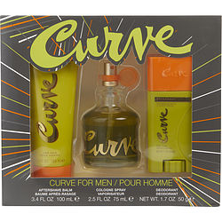 CURVECOLOGNE SPRAY 2.5 OZ & AFTERSHAVE BALM 3.4 OZ & DEODORANT STICK 1.7 OZ