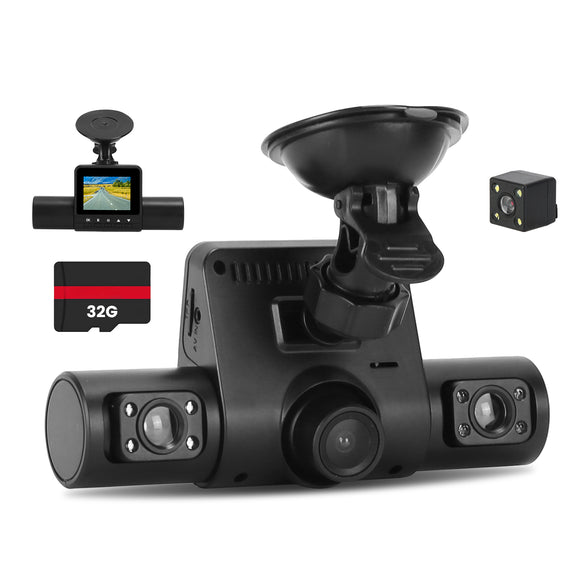 360° View FHD 4 Channel Dash Cam 1080P Front 480P Rear Left Right Inside Dash Camera With IR Night Vision Loop Recording Motion Detection Free 32GB MM
