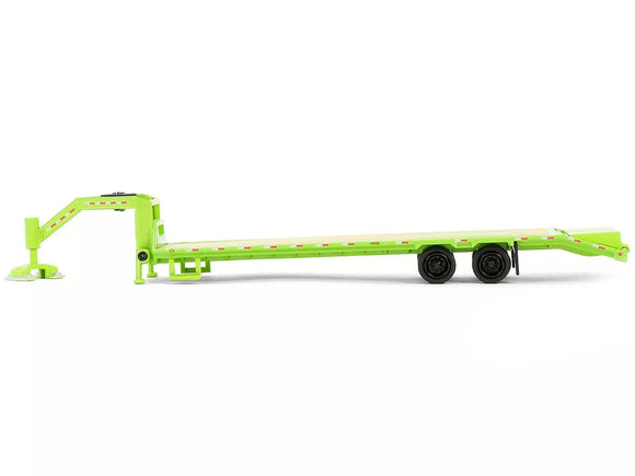 Gooseneck Trailer Lime Green with Red and White Conspicuity Stripes 