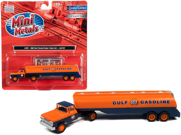 1960 Ford Tanker Truck Orange and Blue 