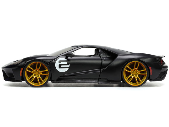 2017 Ford GT #2 Matt Black with Silver Stripes and Gold Wheels 