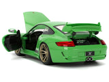 Porsche 911 GT3 (997) Green with Black Accents "Fast X" (2023) Movie "25 Years of Fast & Furious" Series 1/24 Diecast Model Car