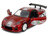 Dom's Mazda RX-7 Candy Red with Graphics "The Fast and the Furious" (2001) Movie "25 Years of Fast & Furious" Series 1/32 Diecast Model Car