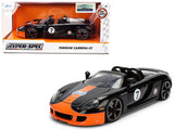Porsche Carrera GT Convertible #7 "Gulf Oil" Black with Orange Graphics "Hyper-Spec" Series 1/24 Diecast Model