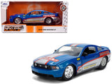 1/24 Diecast Model Car 2010 Ford Mustang GT  Rekudo Blue Metallic with Red and Silver Stripes