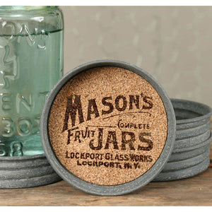 Mason Jar Lid Coaster - Mason Jar Logo - Box of 4