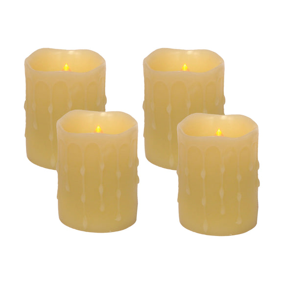 LED Wax Dripping Pillar Candle (Set of 4) 3