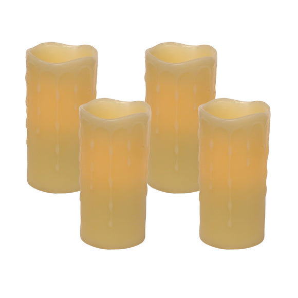 LED Wax Dripping Pillar Candle (Set of 4) 3