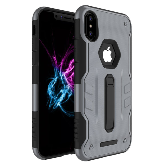 Rugged Phone Case for iPhone X Drop-protection Phone Case with Kickstand Heavy Duty Dual Layers Phone Protective Cover