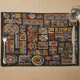DaDa Bedding Set of 4-Pieces Ethnic Ornaments Geometric Black Tapestry Dining Placemats 13” x 19” (18118)-0