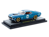 1970 Ford Mustang Sportsroof #70 Blue Metallic with White Stripes 1/24 Diecast Model Car