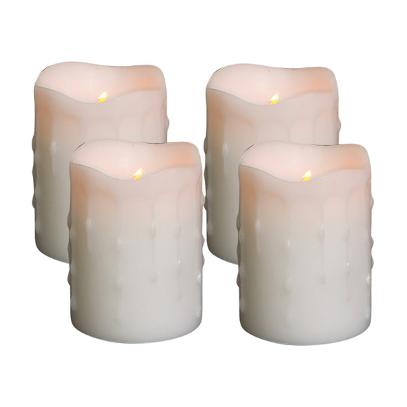 LED Wax Dripping Pillar Candle (Set of 4) 3
