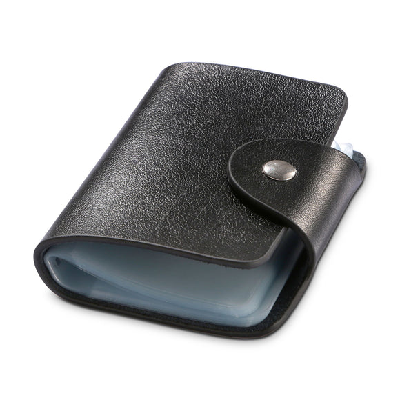 Credit Card Holder Card Organizer Pouch PU Leather Case Snap Closure with 26Pcs Card Slots
