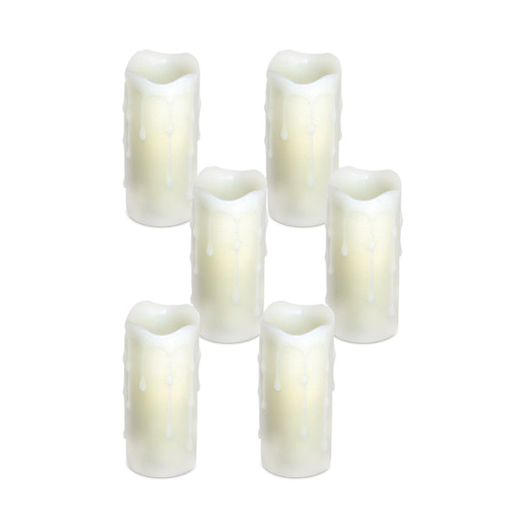 LED Wax Dripping Pillar Candle (Set of 6) 1.75