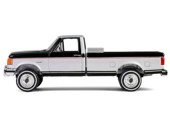 1990 Ford F-250 Pickup Truck with Tool Box Raven Black and Silver Metallic 